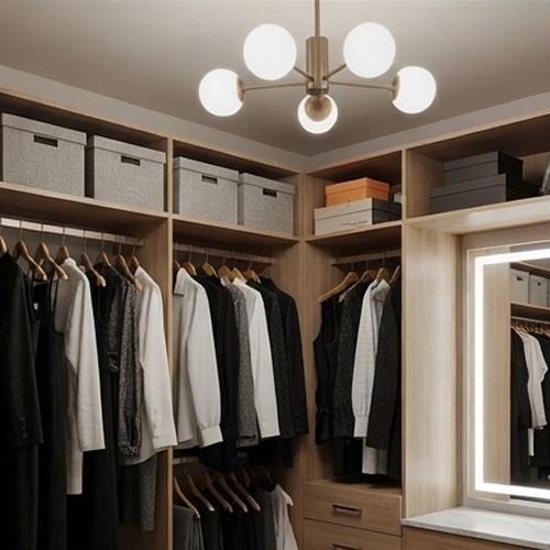 Closet shelving options shown in the app